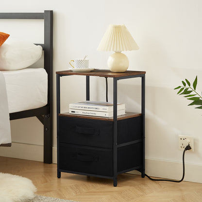 Table with Charging Station – Nightstand with USB Ports, Outlet & Storage Drawerss