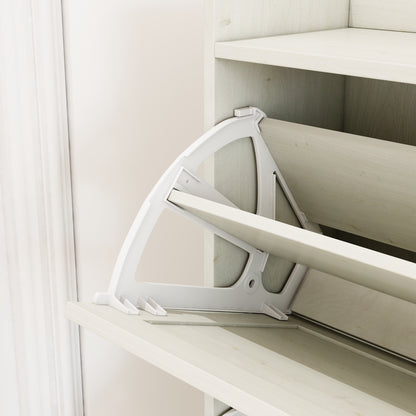 Natural Boho Rattan Shoe Cabinet – 3 Flip Drawers, Open Shelves & Storage Drawer