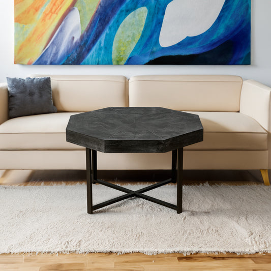 Wooden Octagonal Retro Patchwork Coffee Table