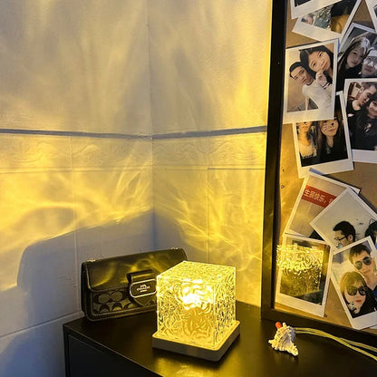 16-Color Rotating Water Ripple Projector Night Light – Crystal Flame Atmosphere Lamp