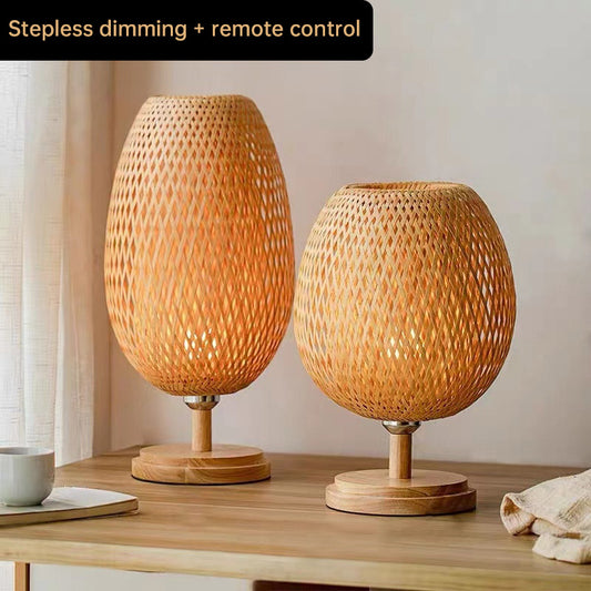 Zen Bamboo Woven Desk Lamp – Japanese Style Table Light for Home & Hotel