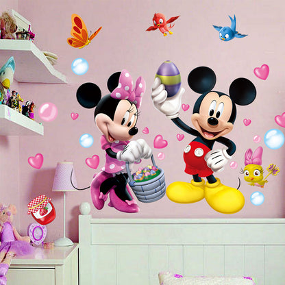 Mickey & Minnie Wall Sticker – Waterproof Cartoon Decor for Kids' Rooms