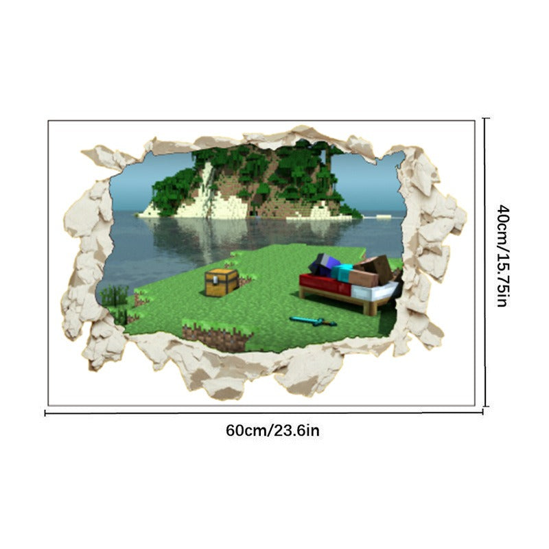 Minecraft Run Away Wall Stickers – Removable PVC Graffiti Decor