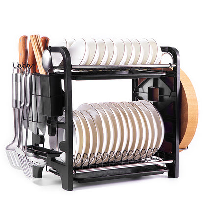 2-Layer Stainless Steel Dish Drying Rack – Kitchen Storage & Drain Rack