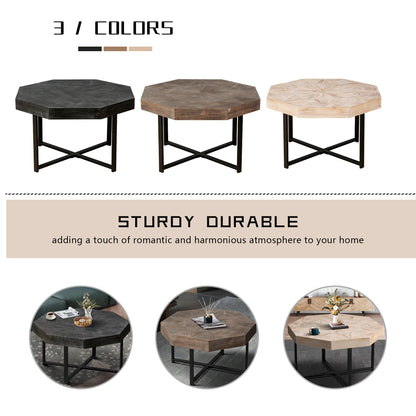 Wooden Octagonal Retro Patchwork Coffee Table
