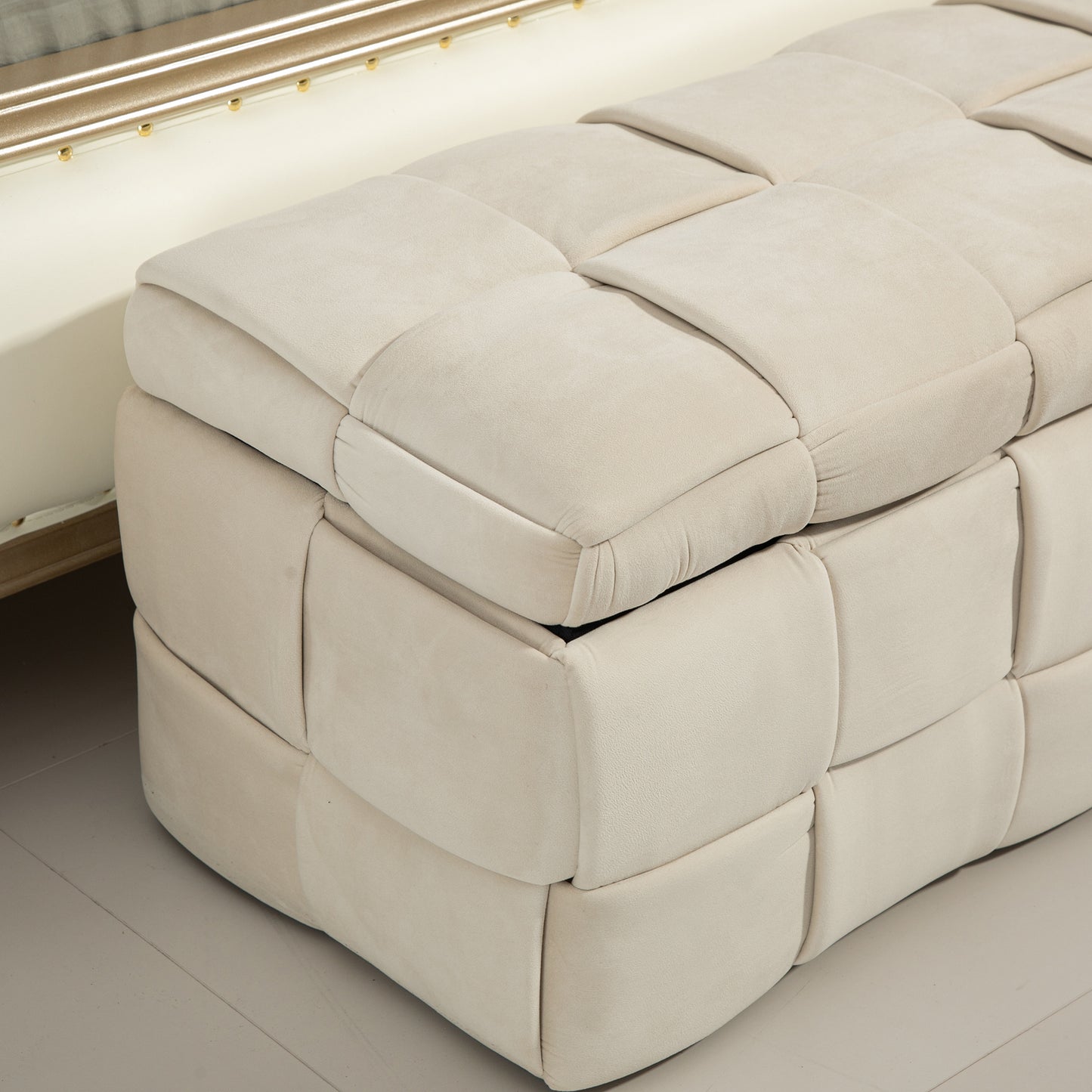 COOLMORE Velvet Storage Ottoman Bench