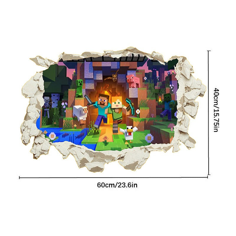 Minecraft Run Away Wall Stickers – Removable PVC Graffiti Decor