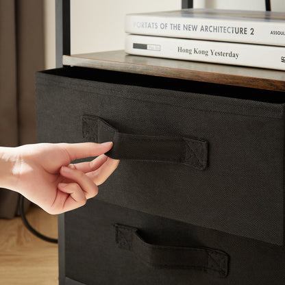 Table with Charging Station – Nightstand with USB Ports, Outlet & Storage Drawerss