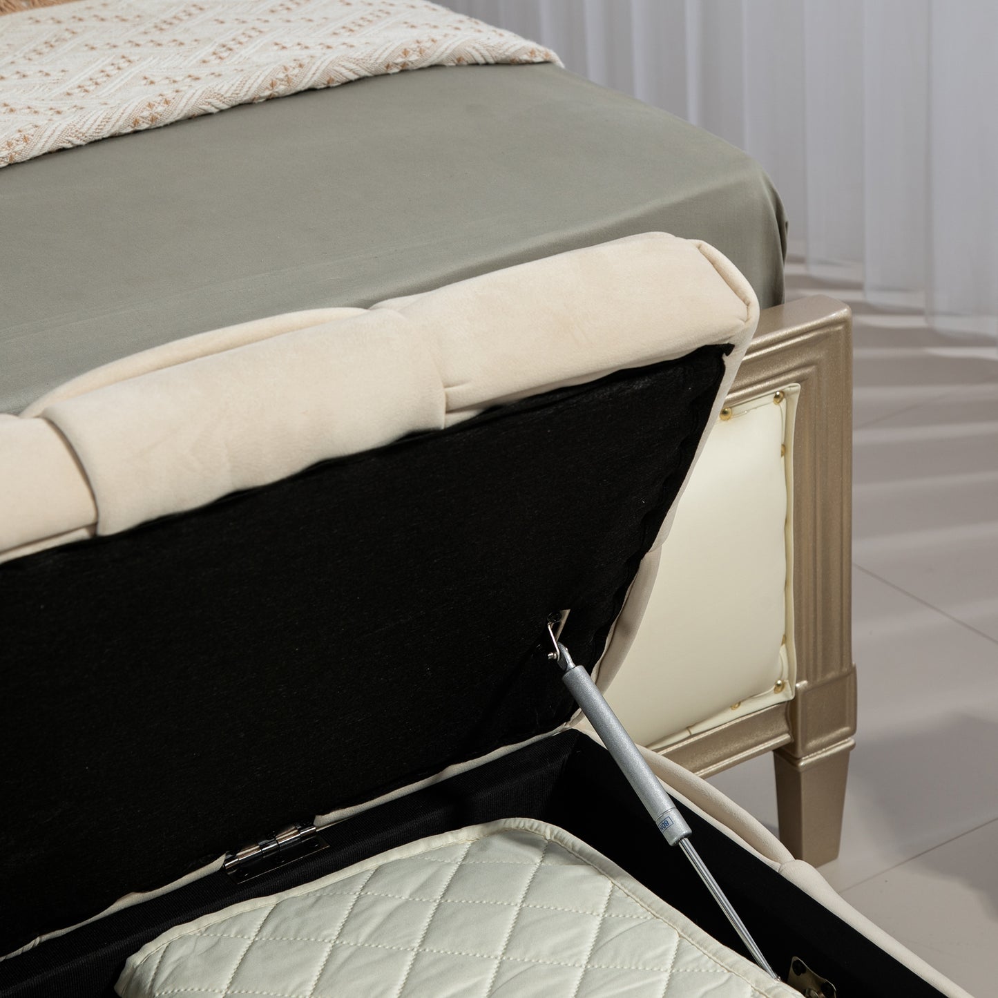 COOLMORE Velvet Storage Ottoman Bench