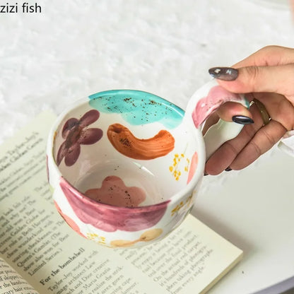 Hand-Painted Ceramic Mug – Creative Big Handle Coffee & Tea Cup