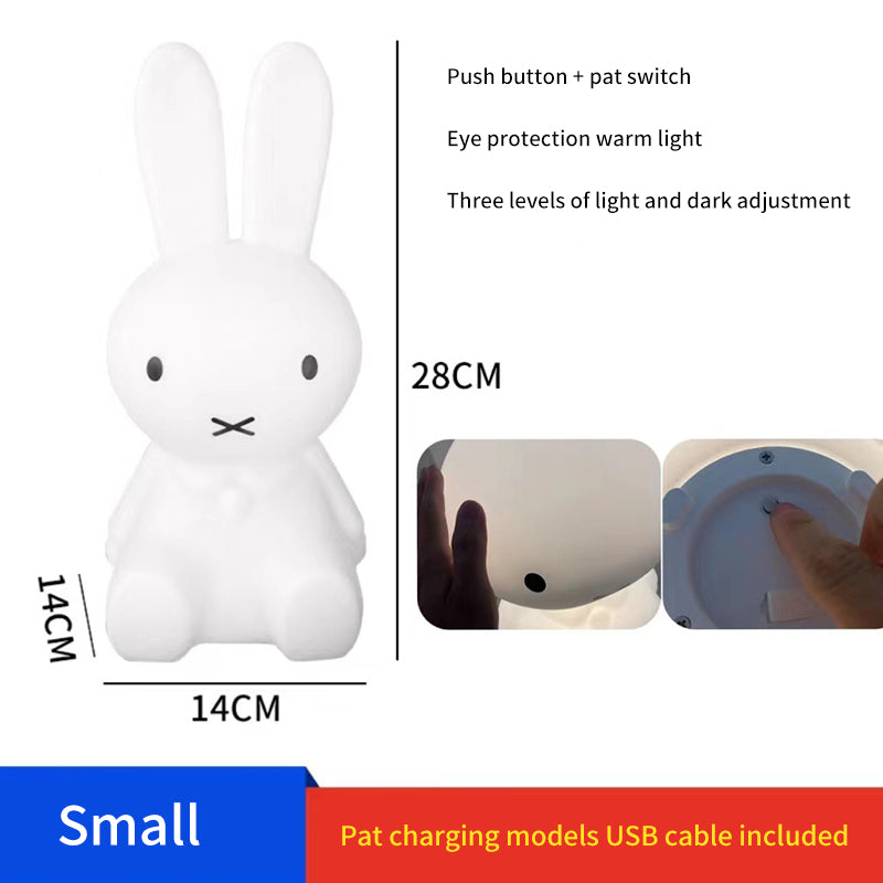 Cute Rabbit Night Light – Rechargeable LED Bedside Lamp for Kids & Baby Room