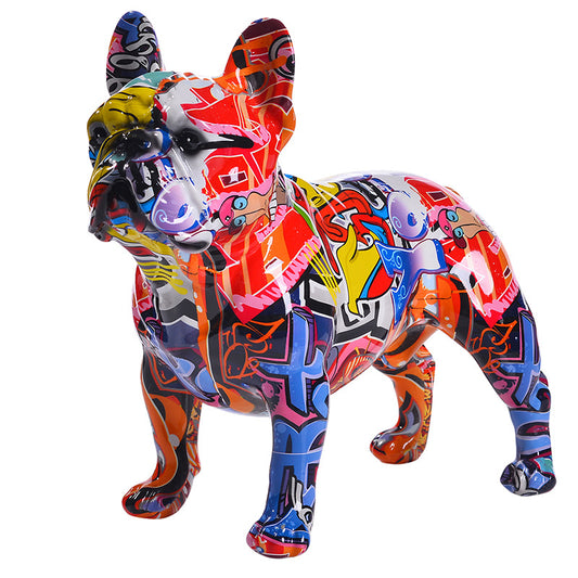 Colorful Bulldog Resin Statue