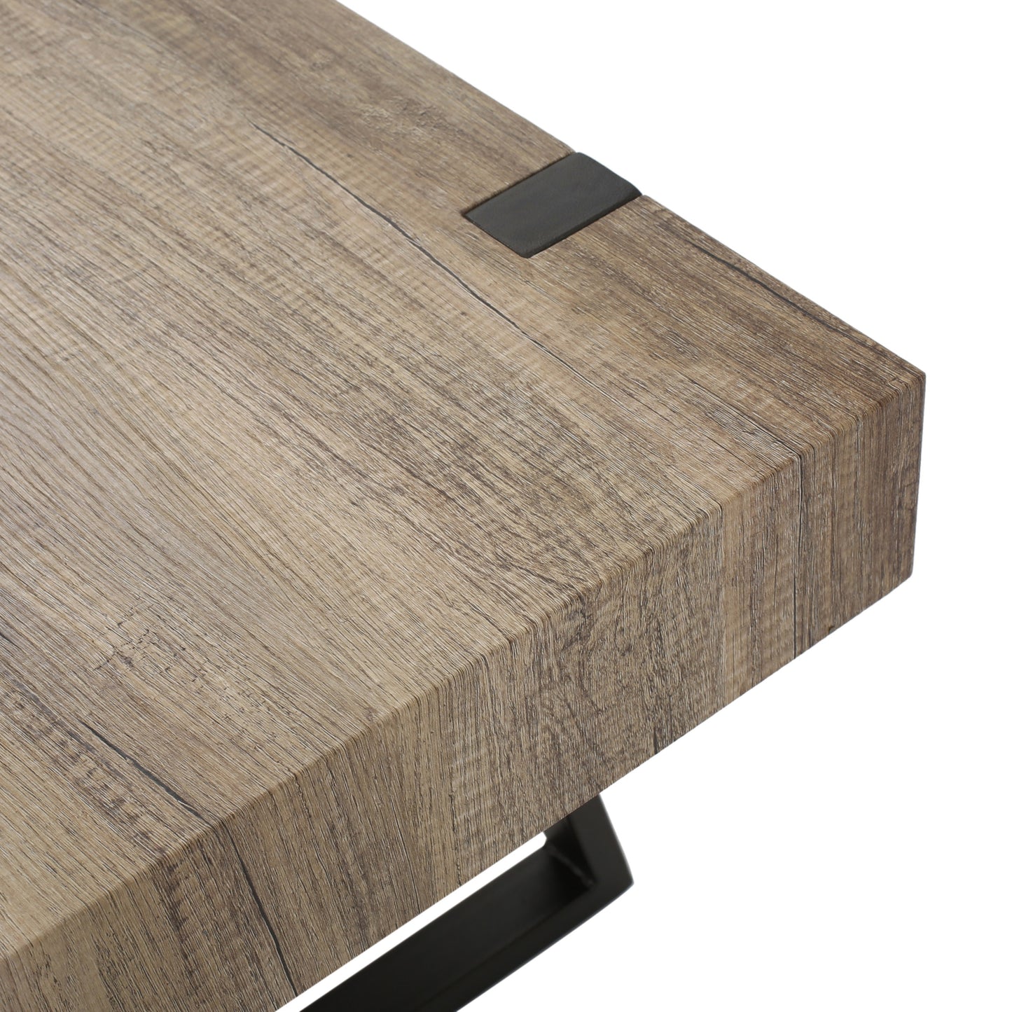 Modern Industrial Coffee Table – Grey MDF Wood with Sleek Metal Legs