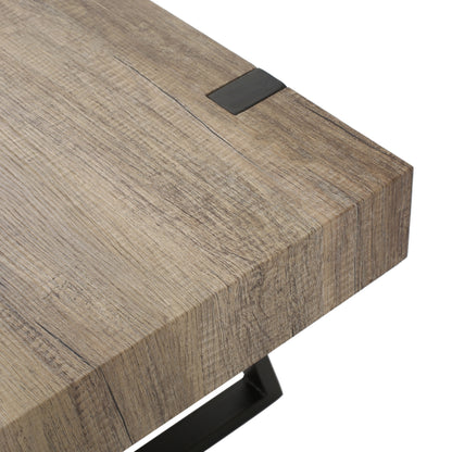 Modern Industrial Coffee Table – Grey MDF Wood with Sleek Metal Legs