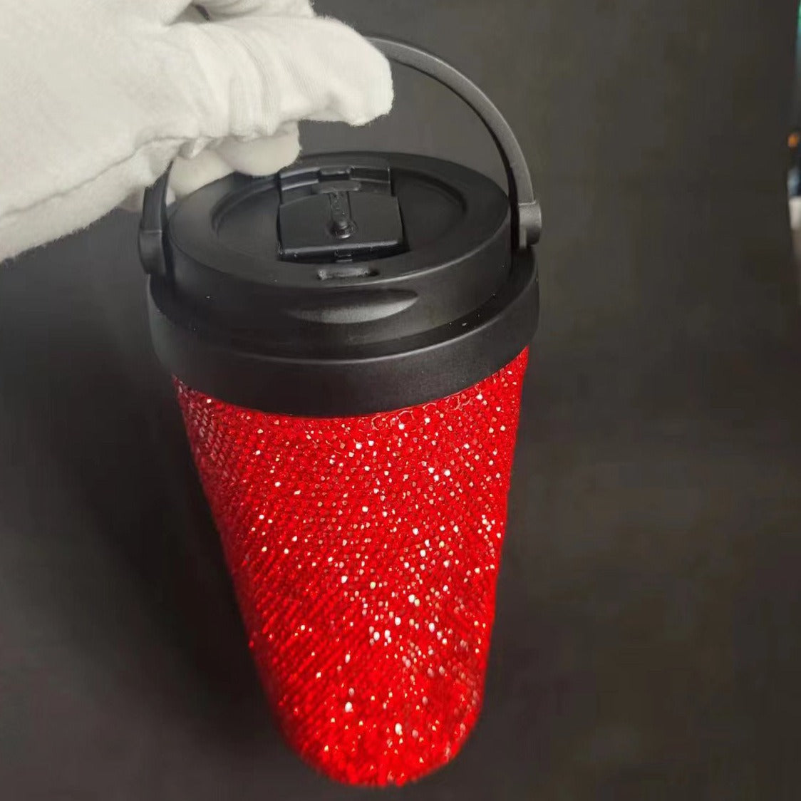 Diamond Inlaid Vacuum Stainless Steel Coffee Cup – 500ml Insulated Car Mug